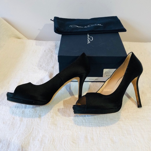 Oscar de la Renta | Shoes | Oscar De La Rentablack Satin Heelsus 7 675 ...